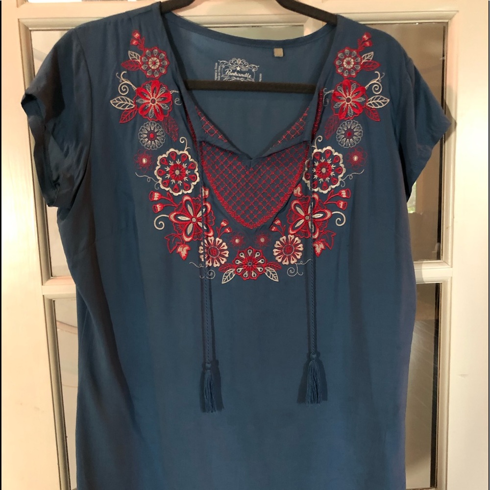 Panhandle floral embroidered shirt, worn once